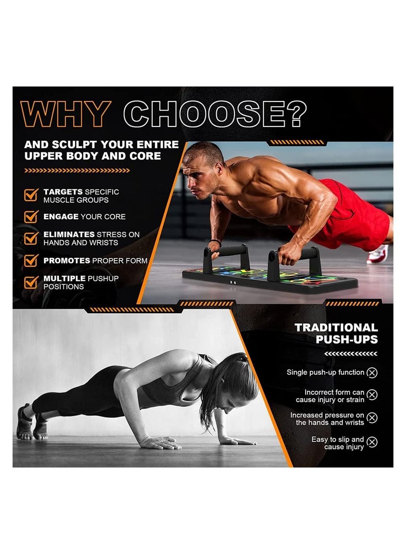 دي إم جي تك دفع شكا من المجلس ، متعددة الوظائف 14 في 1 موقف المعرضة  الدعم ، للطي الكلمة دفع شكا من التعامل مع تعزيز الذراع ، النواة والظهر ، المحمولة معدات تدريب القوة في صالة الألعاب الرياضية المنزلية ، ومن - Image 3