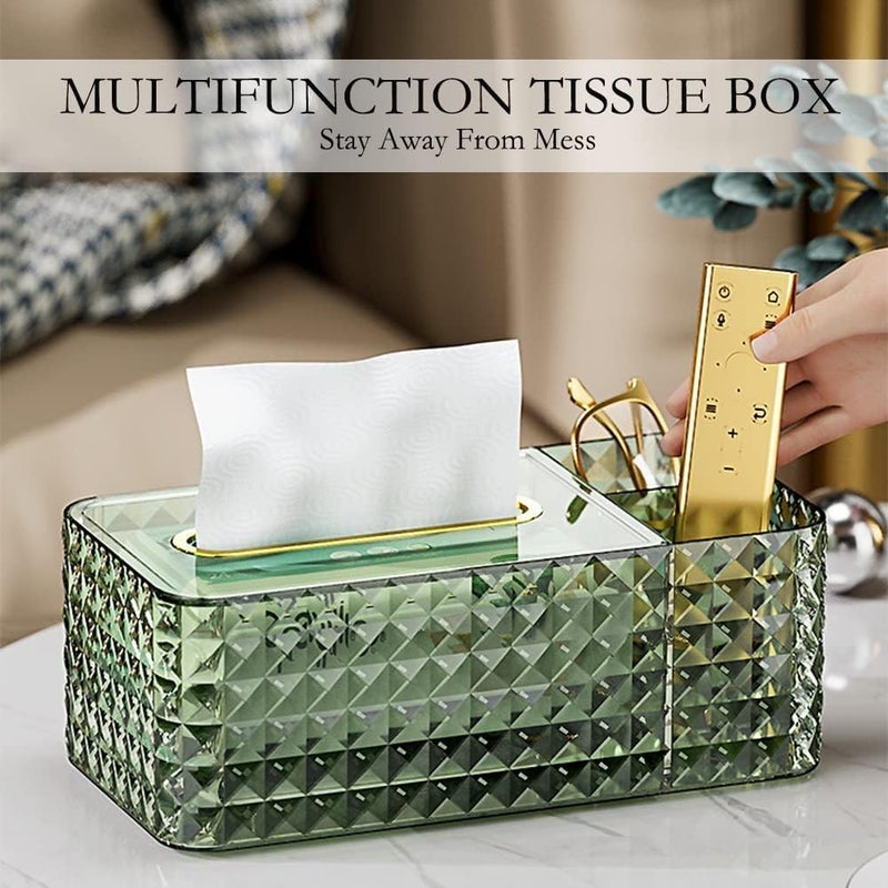 ALKAYAN Acrylic Tissue Box with Lid - Spring Design, 24 x 12 x 8.9cm, Green - Image 3