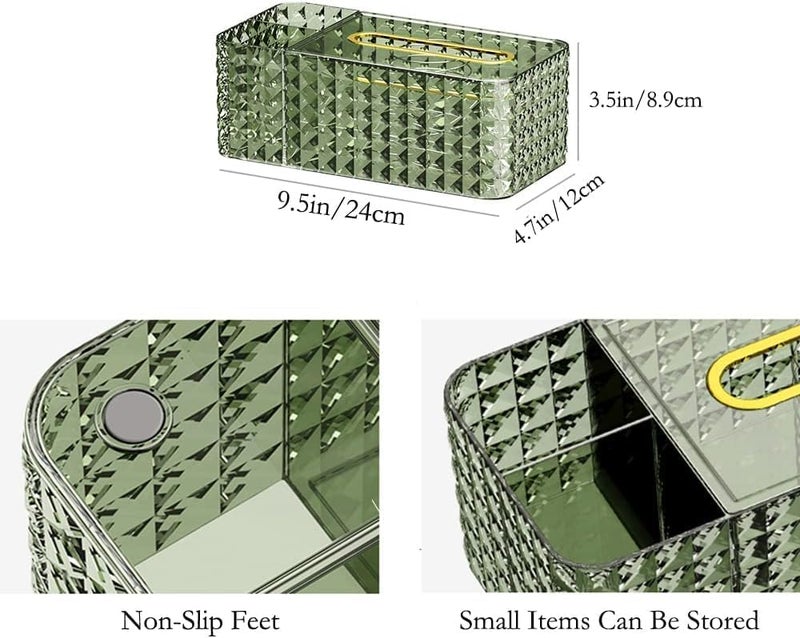 ALKAYAN Acrylic Tissue Box with Lid - Spring Design, 24 x 12 x 8.9cm, Green - Image 2