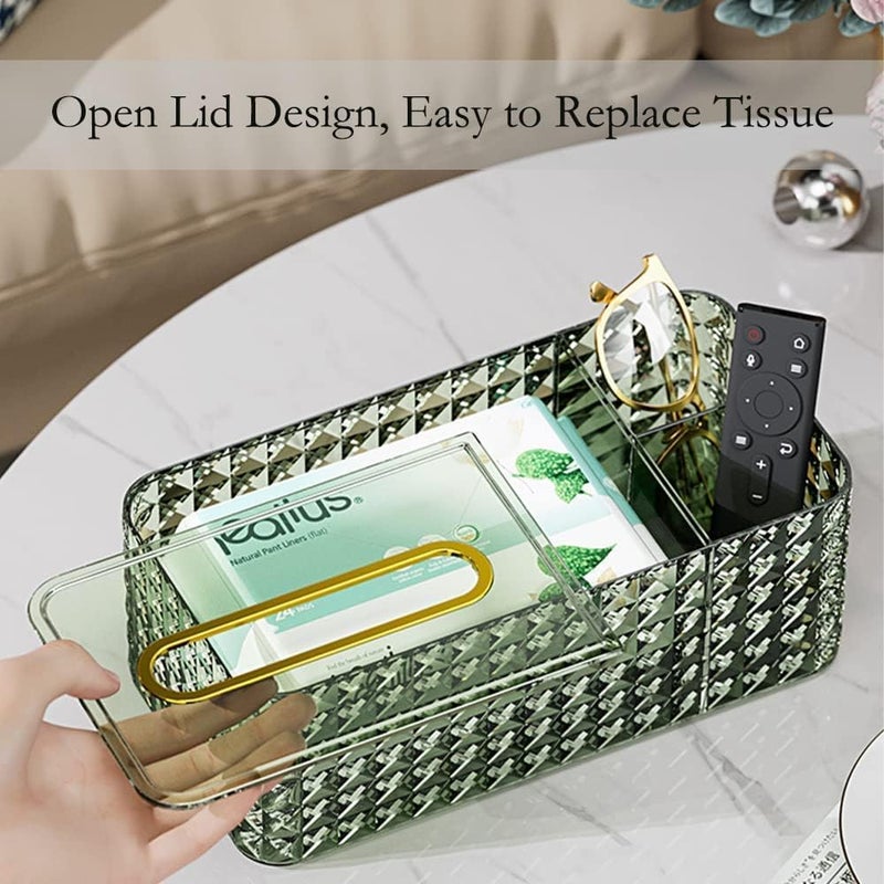 ALKAYAN Acrylic Tissue Box with Lid - Spring Design, 24 x 12 x 8.9cm, Green - Image 4