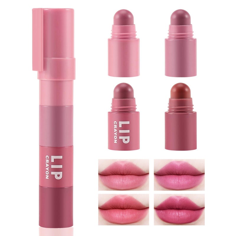 Boobeen Lipstick Crayon Lip Gloss Makeup Lasting Matte Velvet Multi-Color Lipstick Pencil, Crayon Lip Stick Set Gifts for Girls and Women, 4 Colors - Image 1