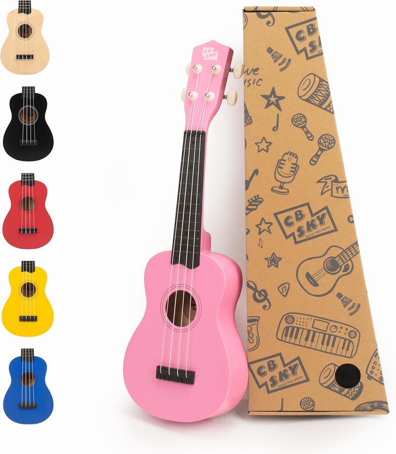 CB SKY Soprano Ukulele 21"/53cm beginners, students kids guitar (Pink) - Image 1