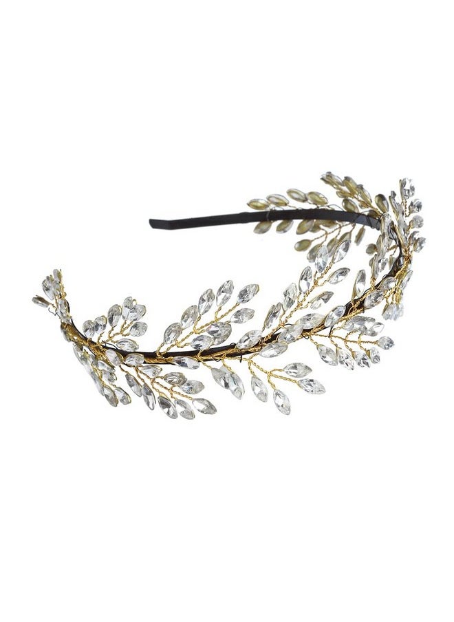 Vogue Hair Accessories Vogue Hair Accessories Metal Handmade Crystal Leaf Fancy Party Hairband Headband for Women (Silver Handmade)  - Image 2