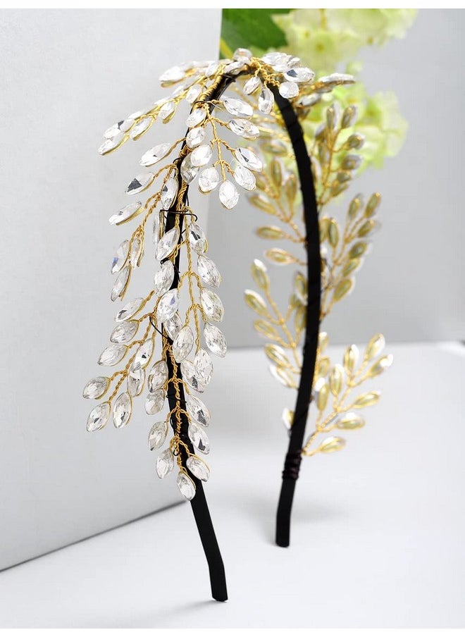 Vogue Hair Accessories Vogue Hair Accessories Metal Handmade Crystal Leaf Fancy Party Hairband Headband for Women (Silver Handmade)  - Image 3