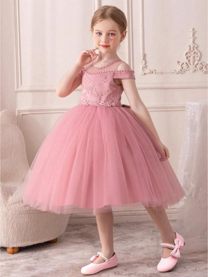 PHIRAMIN Toddler Flower Girl Pink Dress Shoes Size 7 - Little Girl Pearl Ballet Flats for Wedding - Image 2
