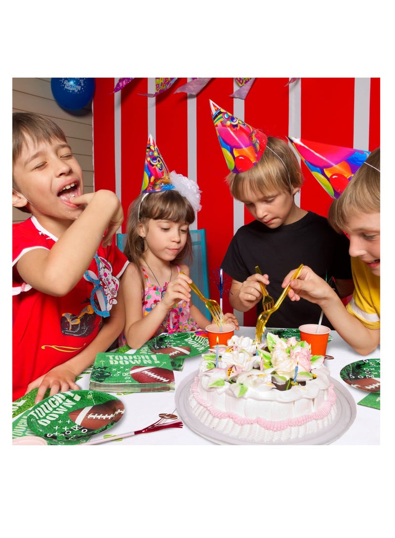 SOLARAE Football Party Supplies, Football Themed Disposable Party Tableware, with Paper Plates,Napkins,Tablecloth Serves 16 Guests, for Birthday Party Football Gameday Tailgate Party Decorations - Image 4