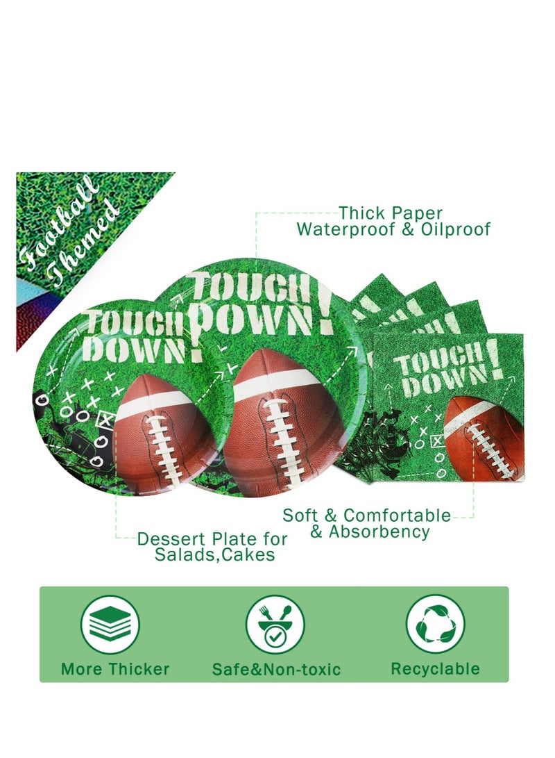 SOLARAE Football Party Supplies, Football Themed Disposable Party Tableware, with Paper Plates,Napkins,Tablecloth Serves 16 Guests, for Birthday Party Football Gameday Tailgate Party Decorations - Image 2