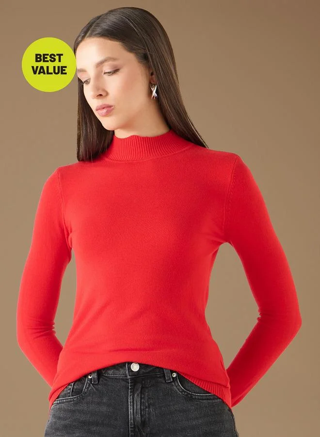 2Xtremz 2Xtremz Ribbed Funnel Neck Sweater with Long Sleeves