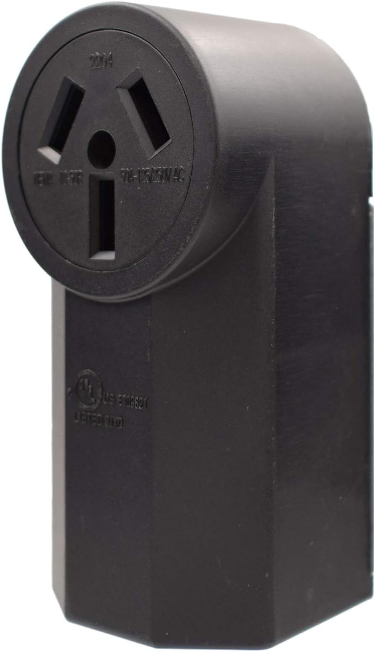 Aida 50 Amp 125/250 Volt 10-50R 3-Pole, 3-Wire Surface Mount Power Dryer Receptacle Outlet, Back Wire, AL/CU, UL Listed, 030706 - Image 3
