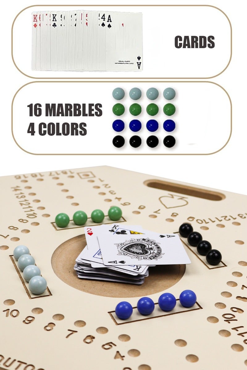 QUTOOB jackaroo board game for 4 players with cards and stones - Wooden Jackaroo Board Games -  Fun And Exciting Game For Family, Friends, Adults, Youth, and Kids, Best Quality Lighweight Portable Game Board - Image 4