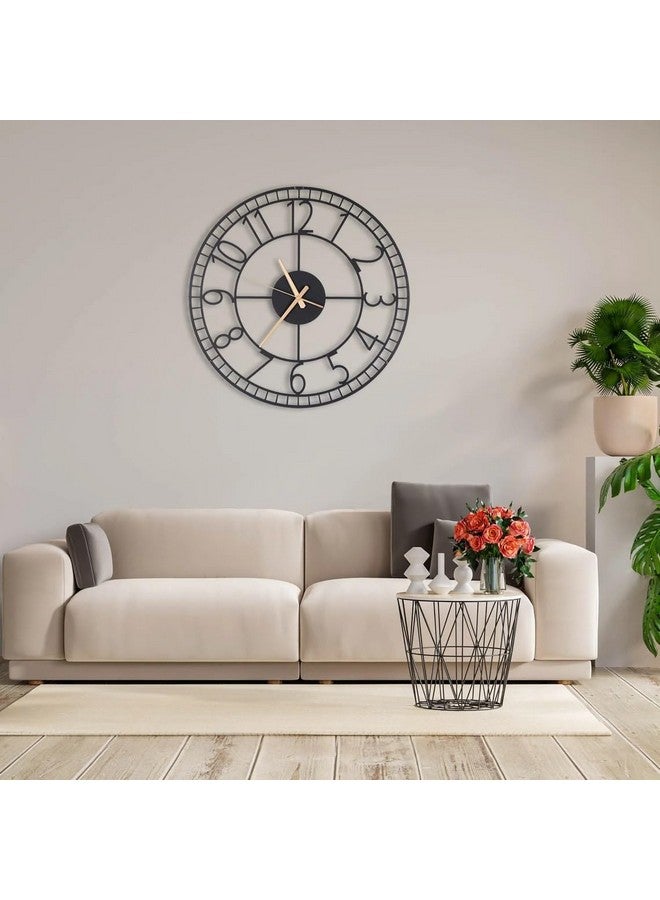 Dcloud Round Metallic Wall Clock for Home and Kitchen, Dinning, Guest Room and Office Laser Cut Metal Art | Stylish Latest Home Decor | Black Color (40CM) - Image 1