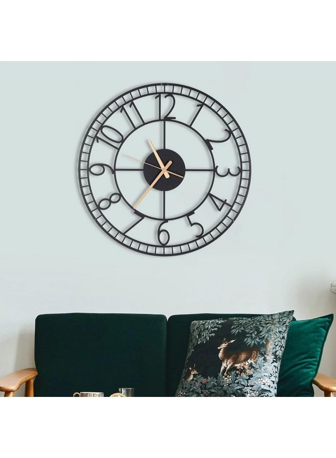 Dcloud Round Metallic Wall Clock for Home and Kitchen, Dinning, Guest Room and Office Laser Cut Metal Art | Stylish Latest Home Decor | Black Color (40CM) - Image 2