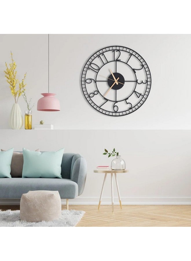 Dcloud Round Metallic Wall Clock for Home and Kitchen, Dinning, Guest Room and Office Laser Cut Metal Art | Stylish Latest Home Decor | Black Color (40CM) - Image 4