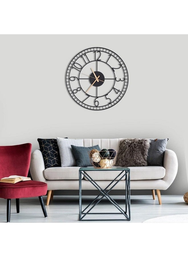 Dcloud Round Metallic Wall Clock for Home and Kitchen, Dinning, Guest Room and Office Laser Cut Metal Art | Stylish Latest Home Decor | Black Color (40CM) - Image 3