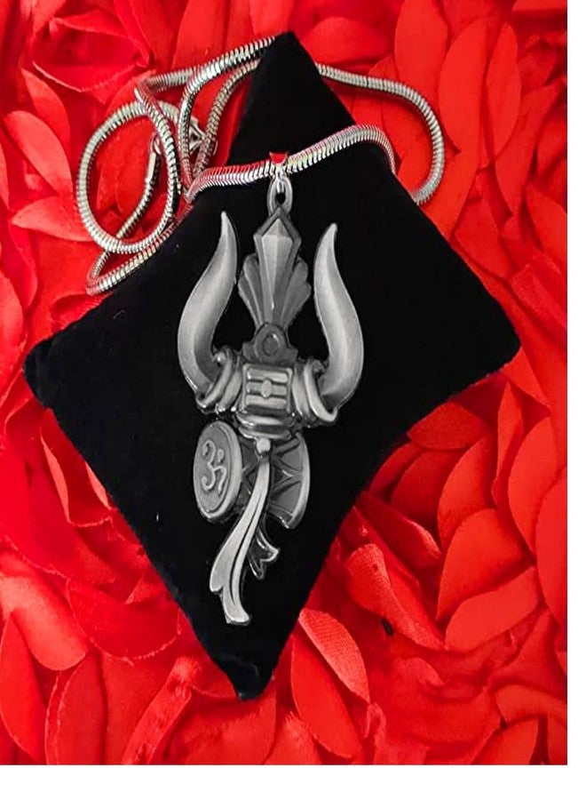 AFH قلادة AFH Lord Shiva Om Trishul Damaru رمادية اللون مع سلسلة ثعبان للرجال والنساء - Image 3