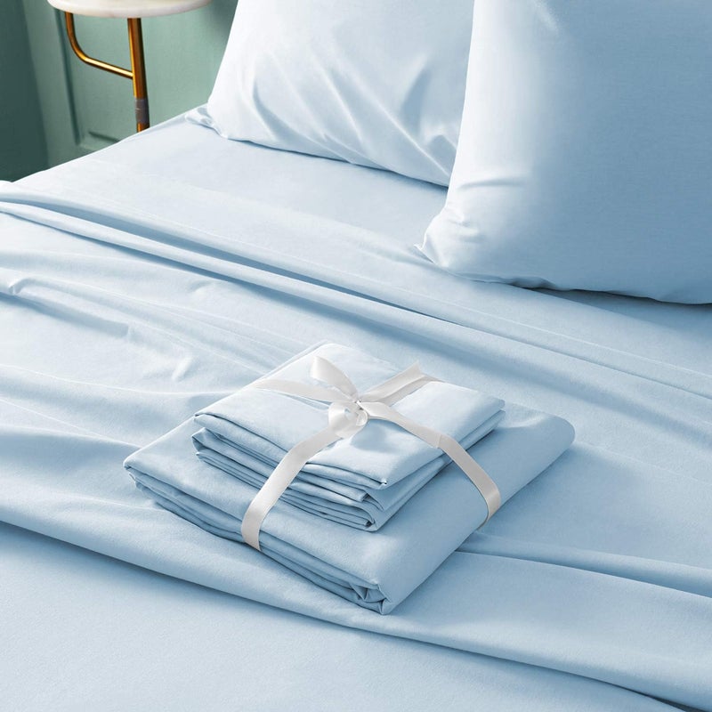 BYSURE Hotel Luxury Bed Sheets Set 6 Piece(Queen, Baby Blue) - Super Soft 1800 Thread Count 100% Microfiber Sheets with Deep Pockets, Wrinkle & Fade Resistant - Image 4