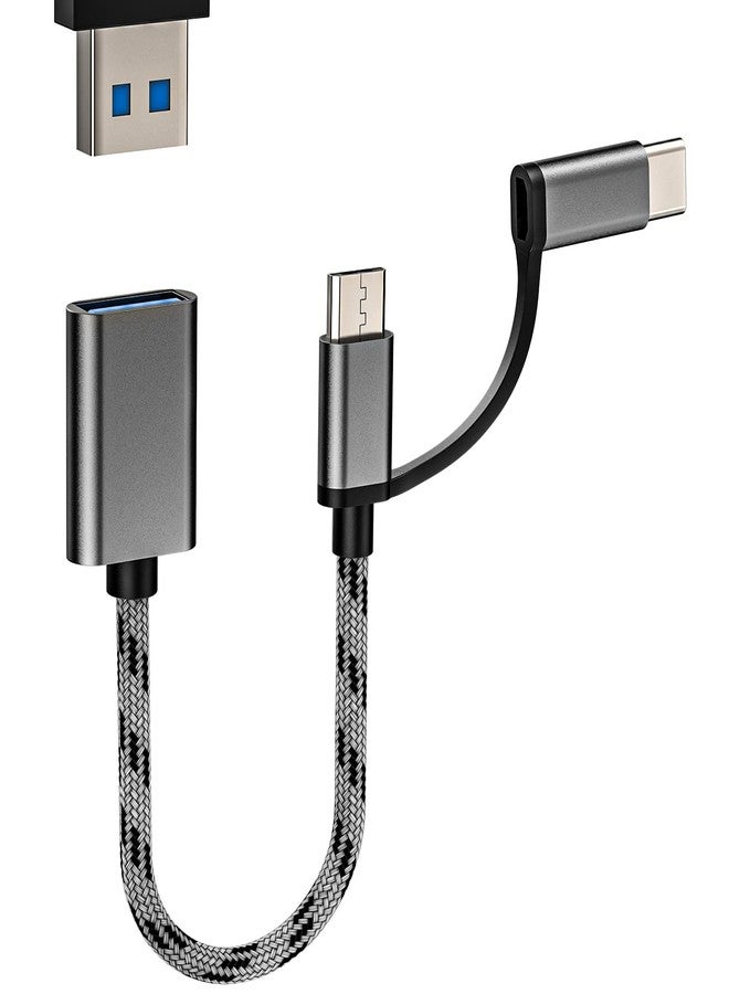 HOYULLI Micro USB+USB-C Male to USB A Female Adapter(2in1) Mouse Camera Card Reader Keyboard Android Thunderbolt Converter OTG Adaptador Compatible for Samsung MacBook for Apple for iPhone15 Pro Max for iPad - Image 1