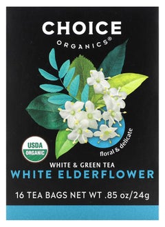 Choice Organic Teas White & Green Tea White Elderflower 16 Tea Bags 0.85 oz (24 g) 