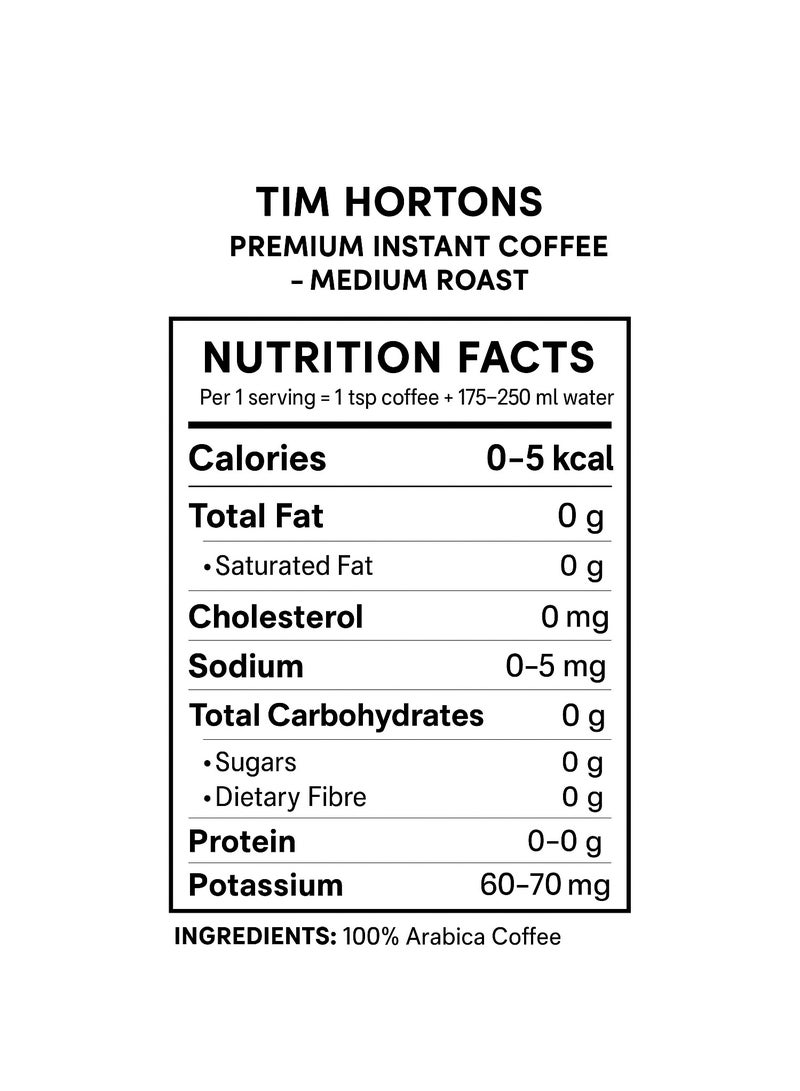Tim Hortons Premium Instant Coffee Medium Roast 200g - Image 3