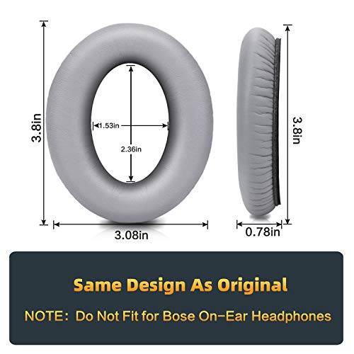 GEVO Premium Replacement Ear Pads for Bose QC35 & QC35ii Headphones Made by GEVO- Comfortable Adaptive Memory Foam and Extra Durable - Fits QuietComfort 35 & 35ii / SoundLink 1&2 AE（Over-Ear） (Silver) - Image 3