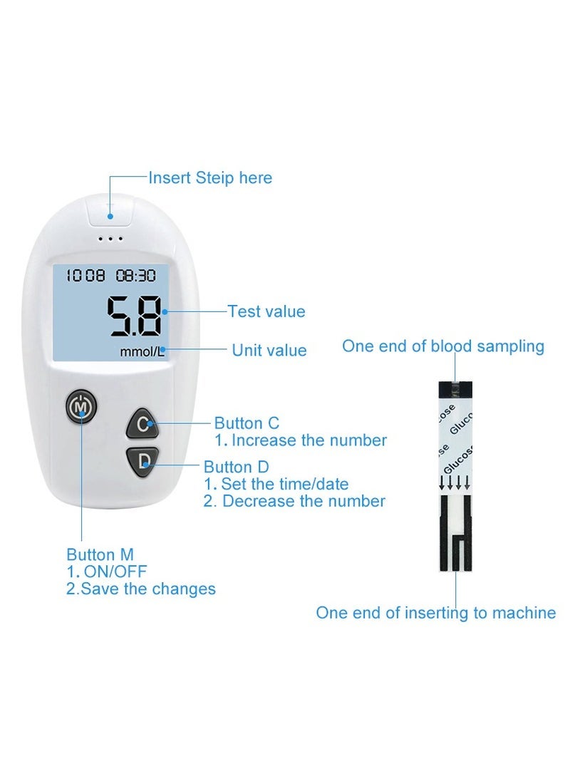 Generic - Blood Sugar Monitor Diabetes Testing Kit With 50 No Coding Test Strips 50 Lancets (unit: mmol/L) - Image 1