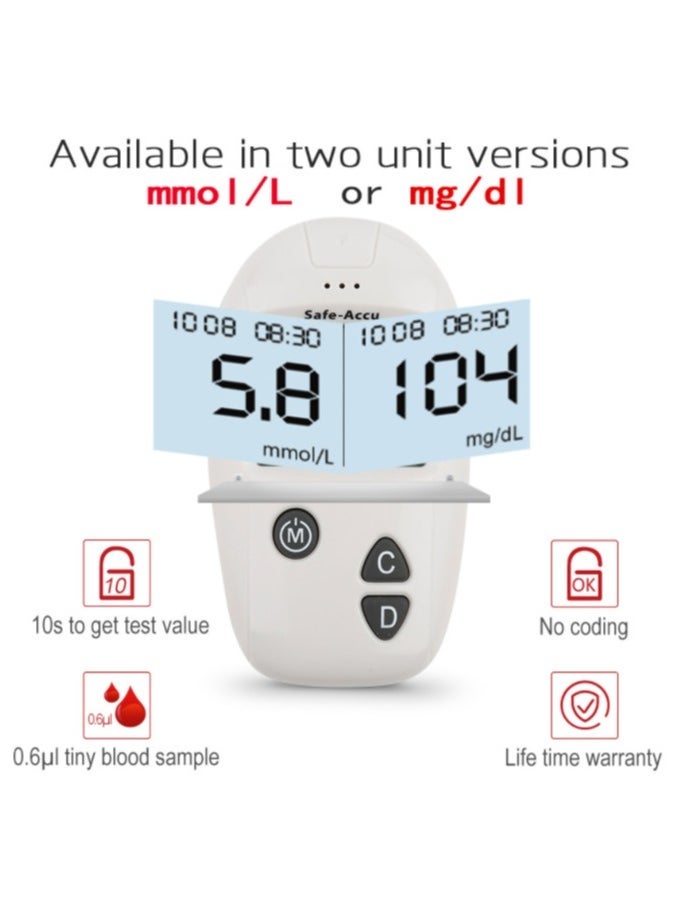 Generic - Blood Sugar Monitor Diabetes Testing Kit With 50 No Coding Test Strips 50 Lancets (unit: mmol/L) - Image 1