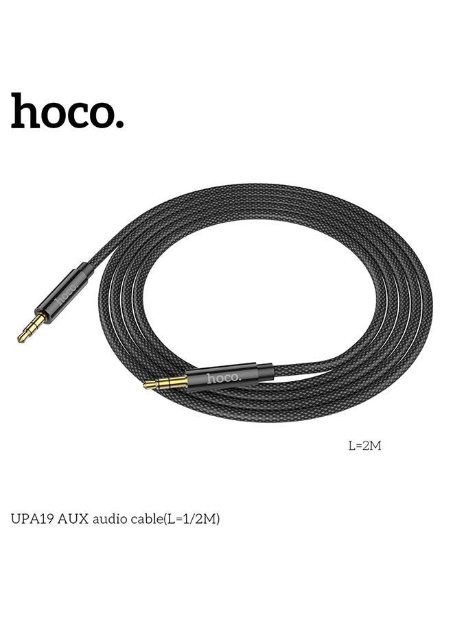 hoco. UPA19 3.5mm to 3.5mm AUX Audio Cable – 2M Long Premium Stereo Audio Cable for Car, Headphones, Speakers, and Phones – Hi-Fi Sound, Tangle-Free Design, Gold-Plated Connectors, Universal Compatibility  - Image 3