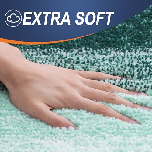 OLANLY Luxury Toilet Rugs U-Shaped 24x20, Extra Soft and Absorbent Microfiber Bathroom Rugs, Non-Slip Plush Shaggy Bath Mat, Machine Wash Dry, Contour Bathroom Mats for Toilet Base, Blackish Green - Image 3