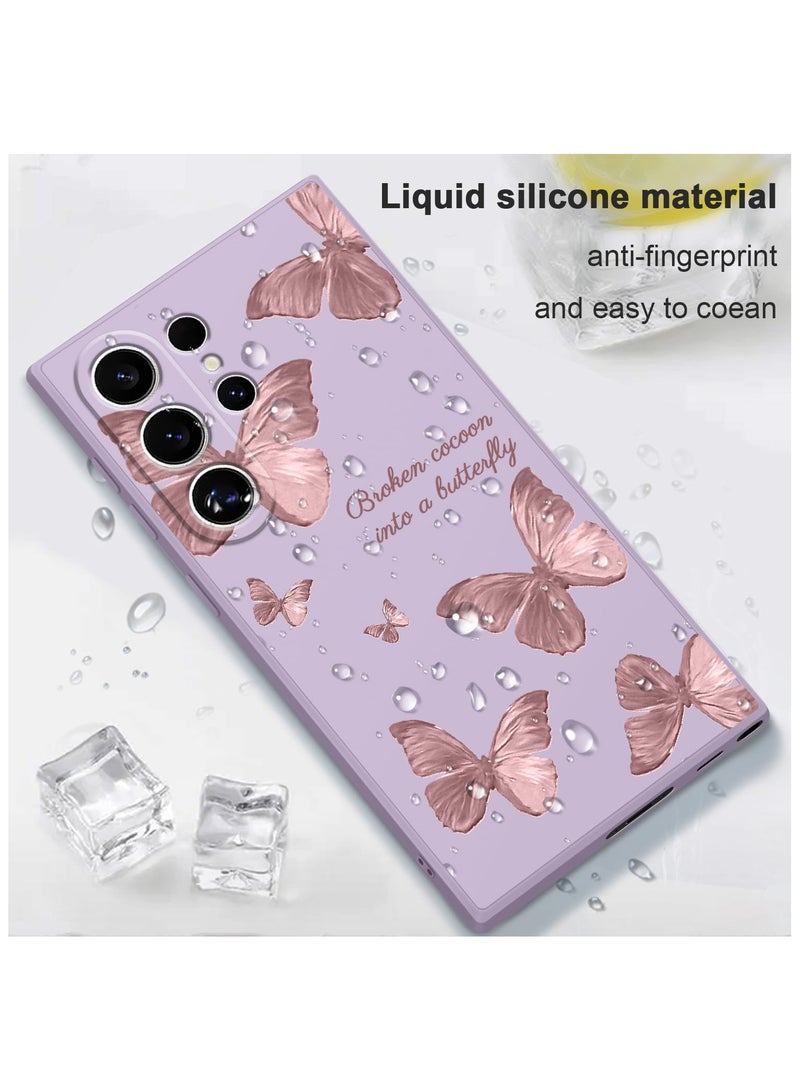 for Samsung Galaxy S24 Ultra Case, Creative Flower Pattern Design Phone Cover Drop Protection Soft Ultra Thin Scratch Resistant Microfiber Lining Inner for Galaxy S24 Ultra-Butterfly Purple - Image 5