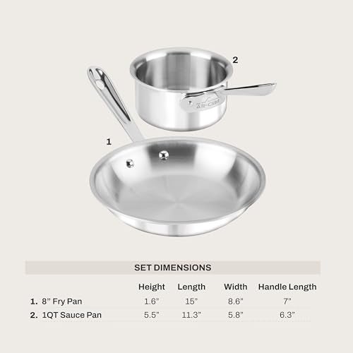 All-Clad - 4108201S All-Clad Kitchen Helper Fry Sauce pan, 8 inch and 1 quart, Steel - Image 2