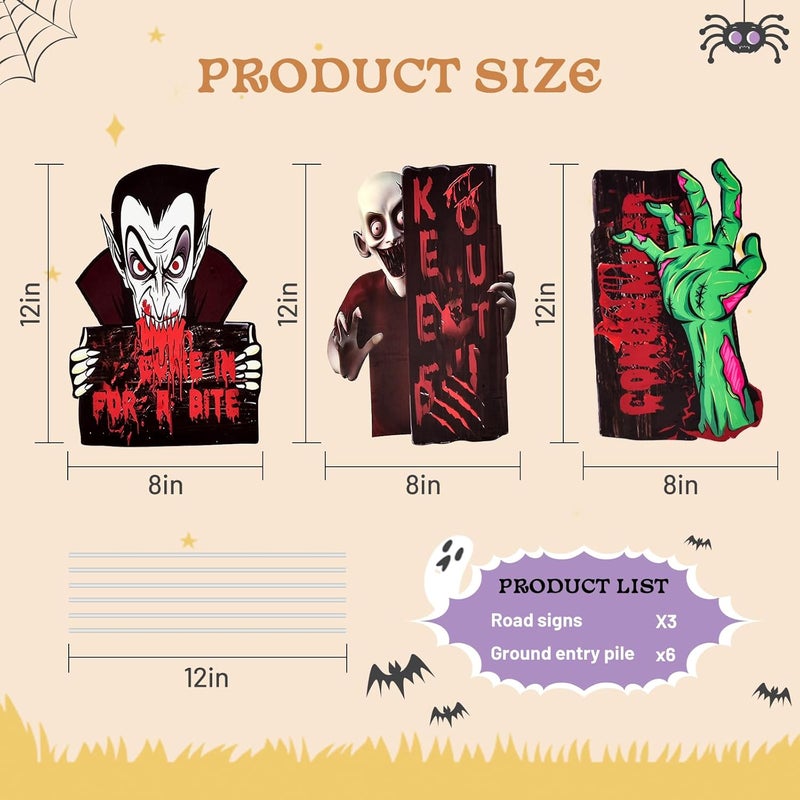 AHEONLAR 3-PACK Halloween Yard Sign Home Outdoor Lawn Decoration, Halloween Yard Stakes Spooky Vampire Decor Signs- Style A - Image 2