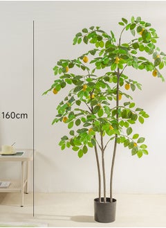 SINCHER SINCHER Artificial lemon Trees Scandinavian style simulation lemon tree greenery floor potted plant 160cm simulation lemon tree ornaments home fake tree living room decoration greenery (160CM)  - Image 2