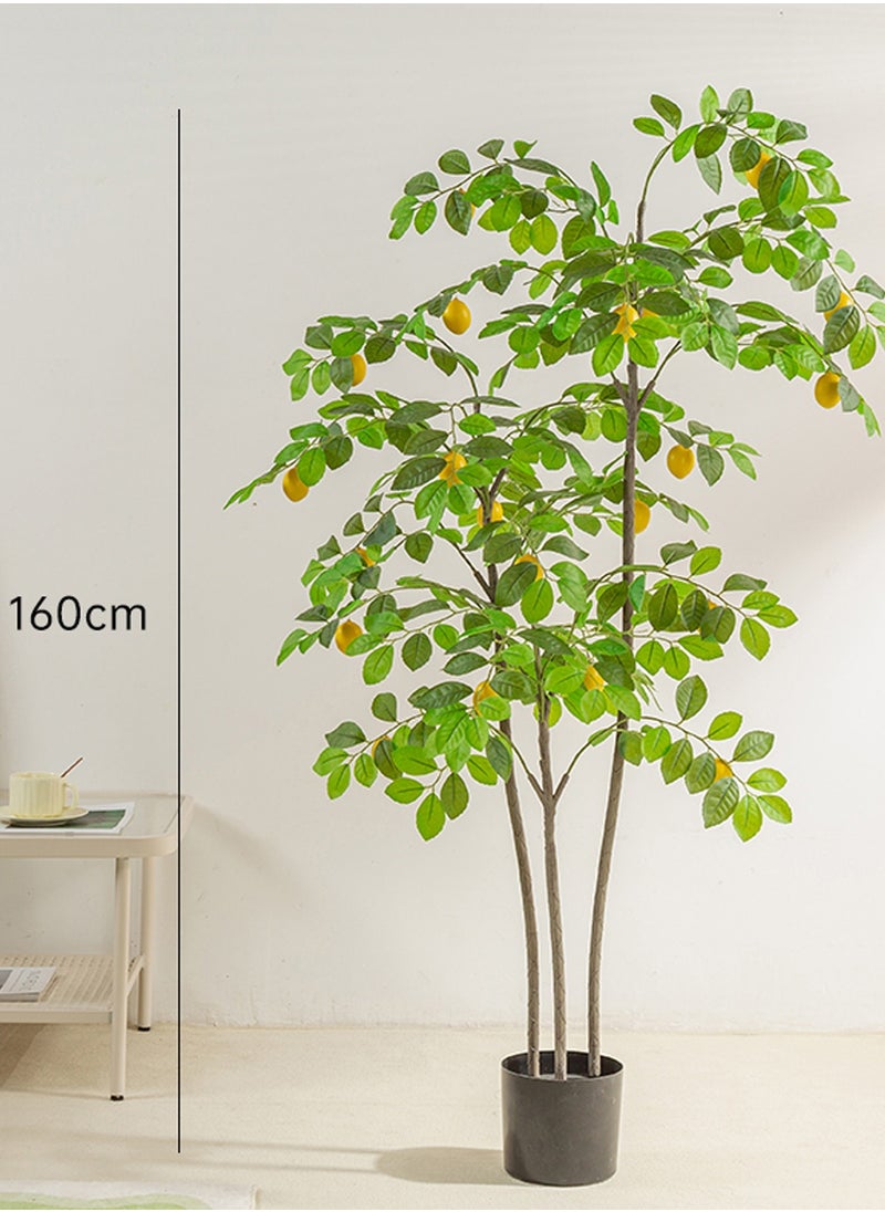 SINCHER - SINCHER Artificial lemon Trees Scandinavian style simulation lemon tree greenery floor potted plant 160cm simulation lemon tree ornaments home fake tree living room decoration greenery (160CM) - Image 1