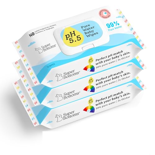 SuperBottoms 99% Pure Water Baby Wet Wipes - Skin-Friendly 5.5 pH Formula - Gentle & Biodegradable Wet Wipes for Baby - Dermatologically Tested - Thick & Durable (Pack of 3, 216 pcs) - Image 1