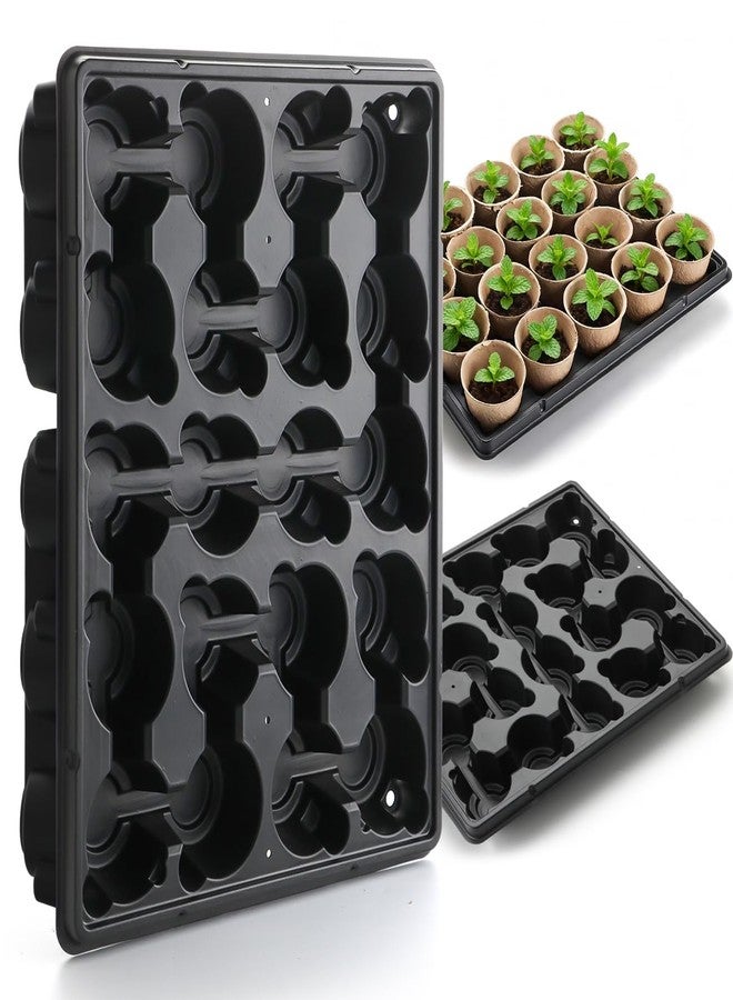 RooTrimmer 20 Cell Plant Trays for Carrying 3 inch Round Nursery Pots, Sturdy Plastic Trays Suitable for Holding 100 pcs Peat Pots (5 Packs) - Image 1