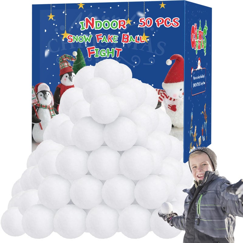 Homiar 50 Pack Snow Toy Balls for Kids Indoor Artificial Snow Fight Balls Kids Toys Indoor Snow Fight Ball Set Soft Snow Fake Balls Party Supplies ParentChild Throwing Game