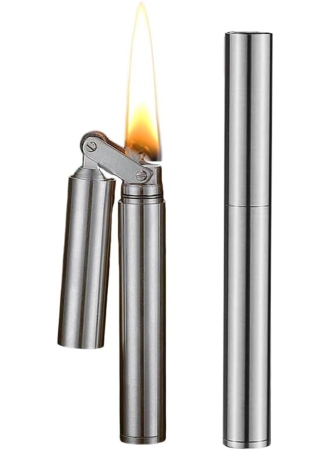 Vintage Trench Lighter, Kerosene Copper Lighter, Windproof Brass Lighter for Men Dad Husband (Fuel Not Included), Sliver  - Image 3