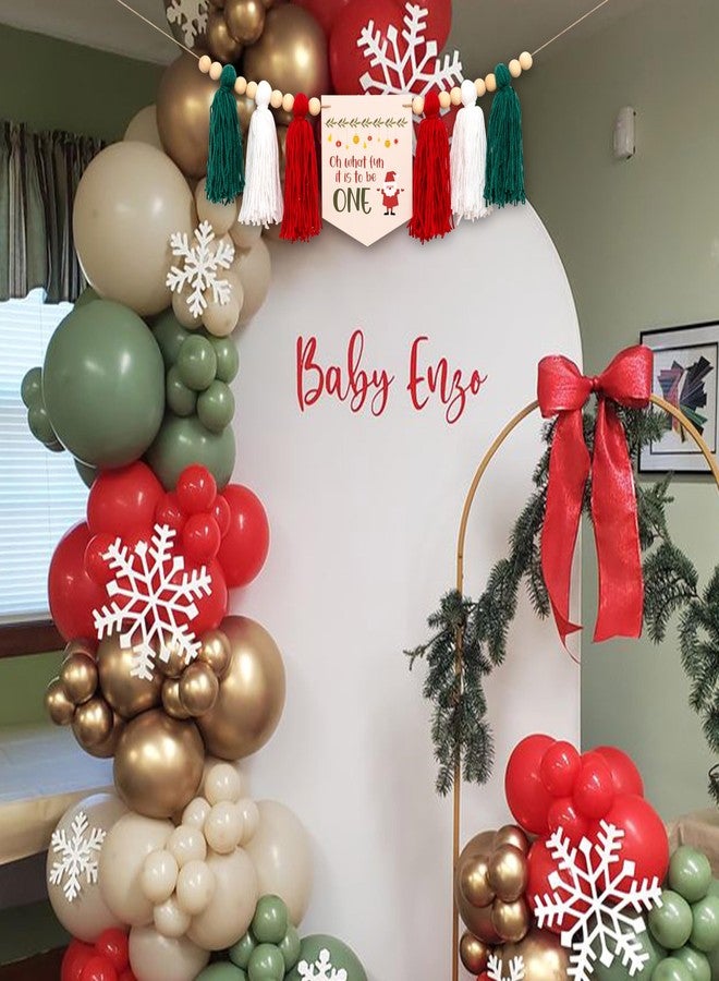 MUWEOL لافتة كرسي الطعام العالي من MUWEOL لعيد الميلاد - يا له من متعة أن تكون في عامك الأول! زينة حفلة عيد الميلاد الأول بتصميم سانتا، إكليل حفلة عيد الميلاد الشتوي (لافتة يا لها من متعة) - Image 5