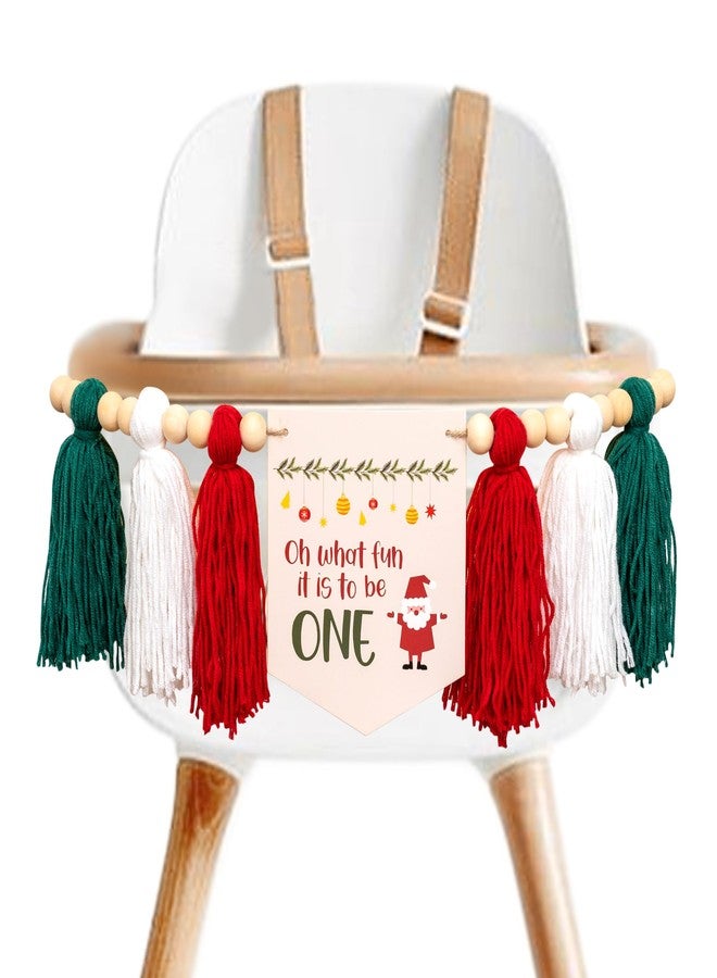 MUWEOL لافتة كرسي الطعام العالي من MUWEOL لعيد الميلاد - يا له من متعة أن تكون في عامك الأول! زينة حفلة عيد الميلاد الأول بتصميم سانتا، إكليل حفلة عيد الميلاد الشتوي (لافتة يا لها من متعة) - Image 1