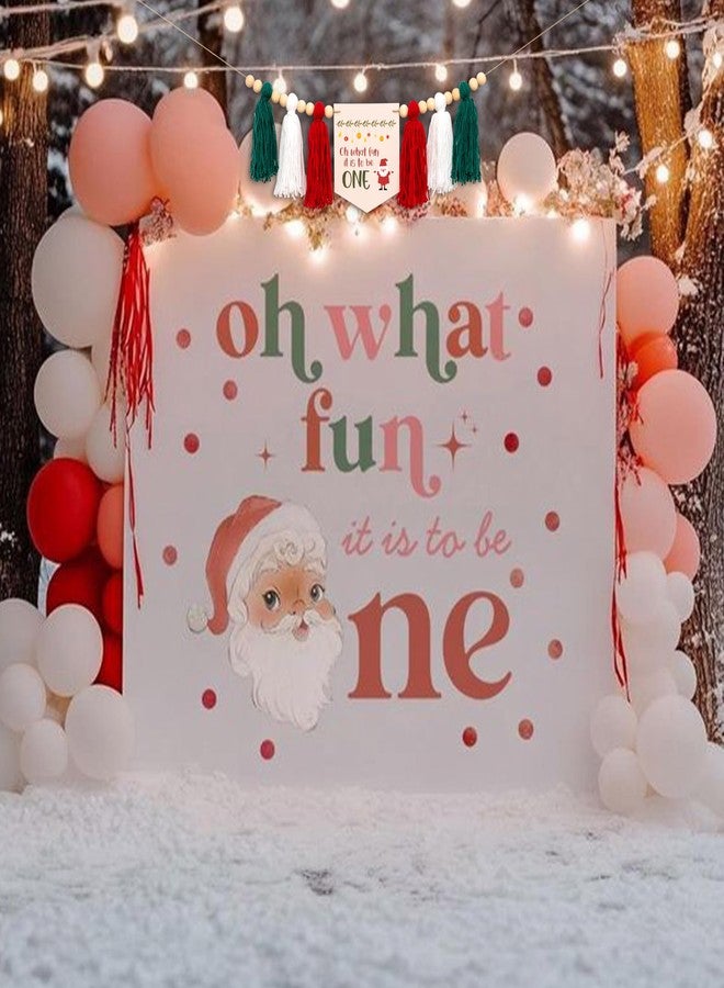 MUWEOL لافتة كرسي الطعام العالي من MUWEOL لعيد الميلاد - يا له من متعة أن تكون في عامك الأول! زينة حفلة عيد الميلاد الأول بتصميم سانتا، إكليل حفلة عيد الميلاد الشتوي (لافتة يا لها من متعة) - Image 4