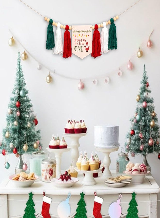 MUWEOL لافتة كرسي الطعام العالي من MUWEOL لعيد الميلاد - يا له من متعة أن تكون في عامك الأول! زينة حفلة عيد الميلاد الأول بتصميم سانتا، إكليل حفلة عيد الميلاد الشتوي (لافتة يا لها من متعة) - Image 3