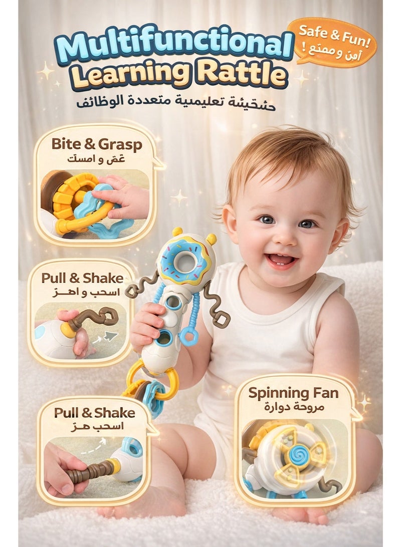 لعبة جرس ومطرقة رمل متعددة الوظائف للأطفال | تصميم تفاعلي بالسحب والضغط والدوران | سيليكون للتسنين | لعبة تعليمية مبكرة للرضع من 0 إلى 12 شهرًا - Image 1
