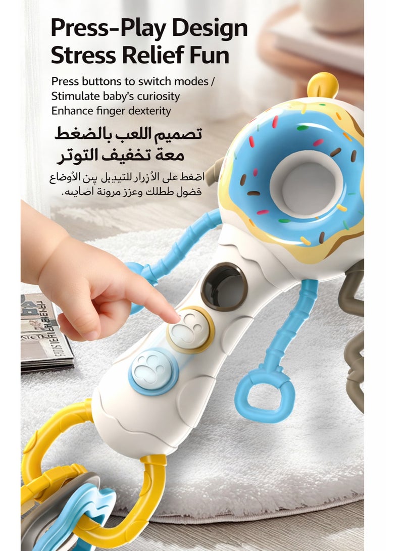 لعبة جرس ومطرقة رمل متعددة الوظائف للأطفال | تصميم تفاعلي بالسحب والضغط والدوران | سيليكون للتسنين | لعبة تعليمية مبكرة للرضع من 0 إلى 12 شهرًا - Image 3