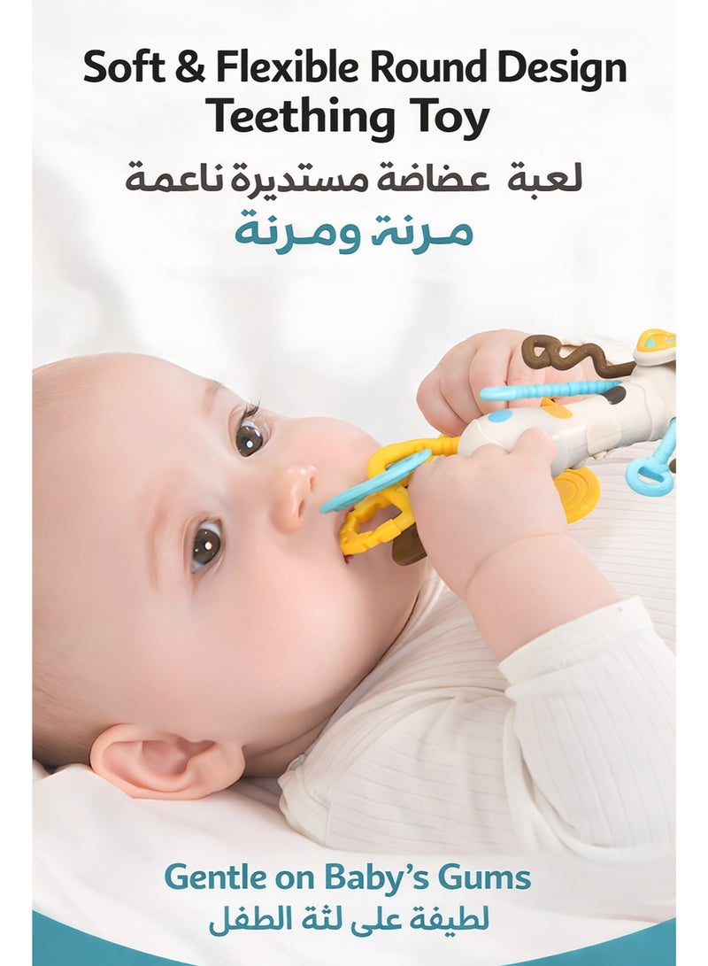 لعبة جرس ومطرقة رمل متعددة الوظائف للأطفال | تصميم تفاعلي بالسحب والضغط والدوران | سيليكون للتسنين | لعبة تعليمية مبكرة للرضع من 0 إلى 12 شهرًا - Image 2