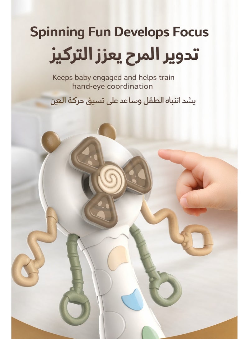 لعبة جرس ومطرقة رمل متعددة الوظائف للأطفال | تصميم تفاعلي بالسحب والضغط والدوران | سيليكون للتسنين | لعبة تعليمية مبكرة للرضع من 0 إلى 12 شهرًا - Image 4