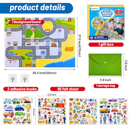 PENGFULL Transportation Felt Story Board Set 4028in Flannel Board for Wall 95 Felt PiecesPreschool Storytelling VehiclesCareer Image DressUpZoo Learning Interactivefor 3 years Gift for Toddlers - Image 5