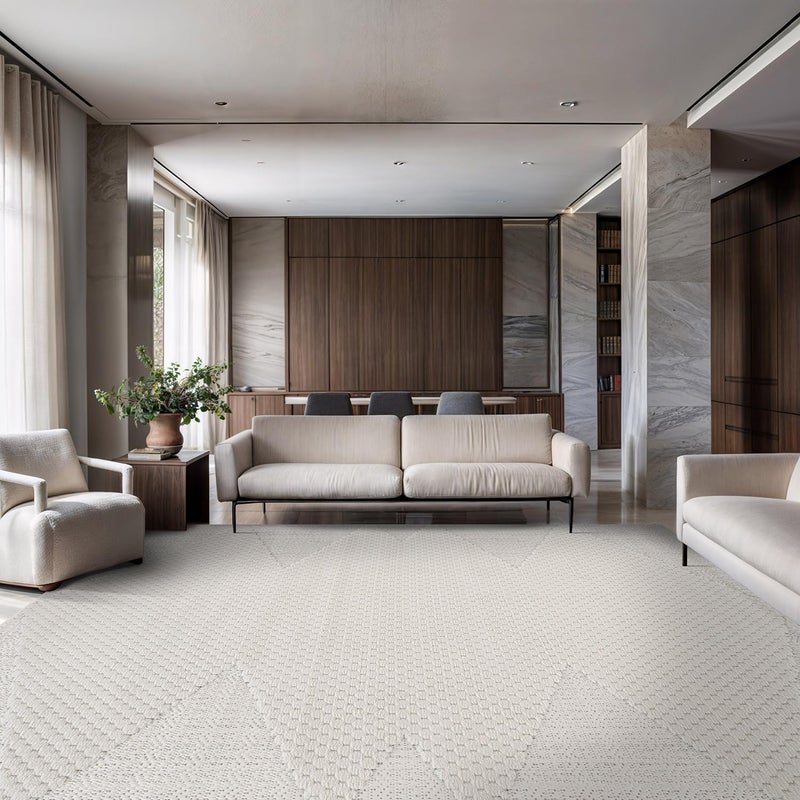 Luul Home Modern Micro Loop Indoor Area Rugs for Living Room Bedroom Kitchen Geometric Triangle White 5x7 Luxury Durable Low and High Pile Non-Shedding Stain Resistant Soft Area Carpet 5 x 7 - Image 4