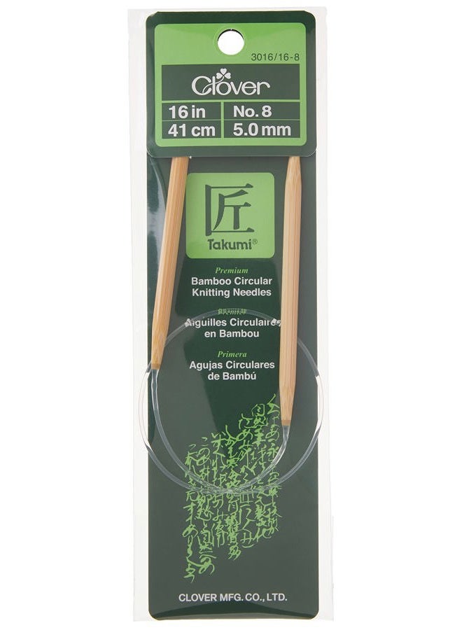 Clover 8 Takumi Circular 16" Size Bamboo Knitting Needle, Brown, Clear - Image 4