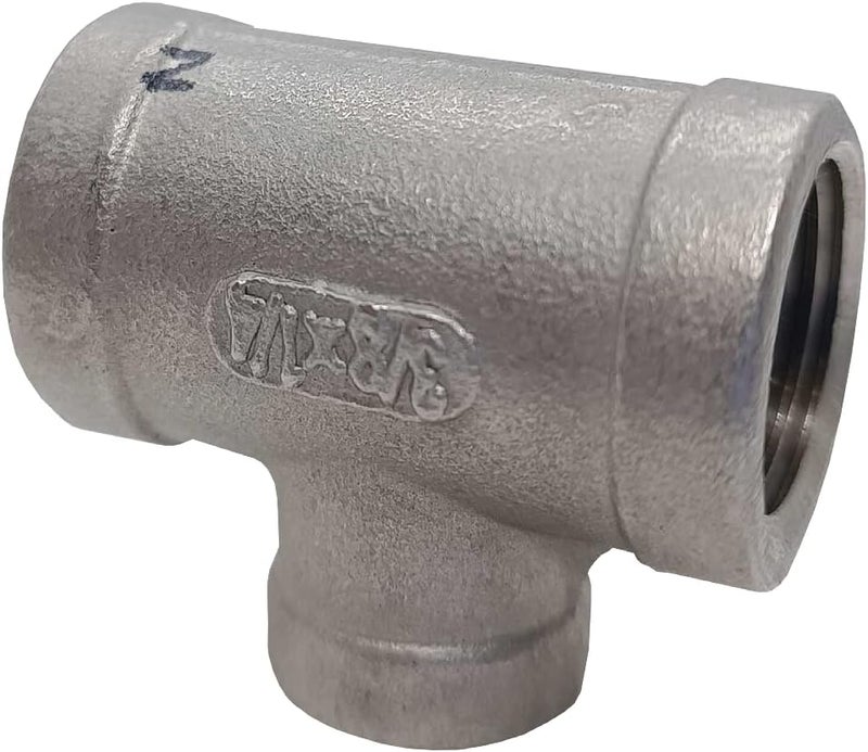 AF محول أنابيب تي هيدرو من الفولاذ المقاوم للصدأ SS316، 3/4"NPT x 3/4"NPT x 1/2"NPT خيوط أنثوية، تصنيف الضغط يصل إلى 150 PSI، موصل محول من الدرجة 150 - Image 2