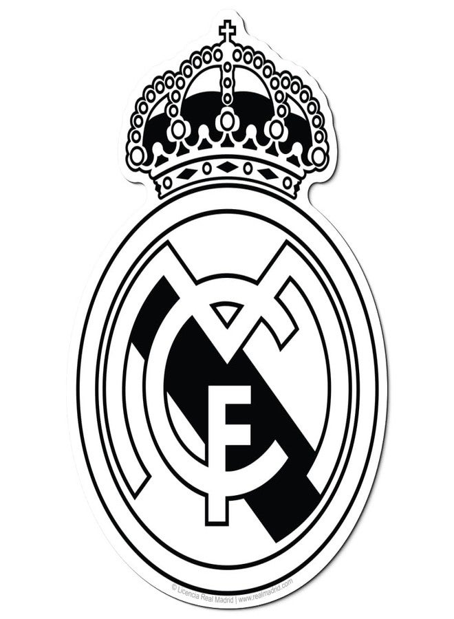 ملصق فينيل فاخر مقاس 4 بوصات بشعار نادي ريال مدريد لكرة القدم باللونين الأبيض والأسود، من Graphics & More، مناسب للسيارات والشاحنات ونوافذ السيارات. - Image 2